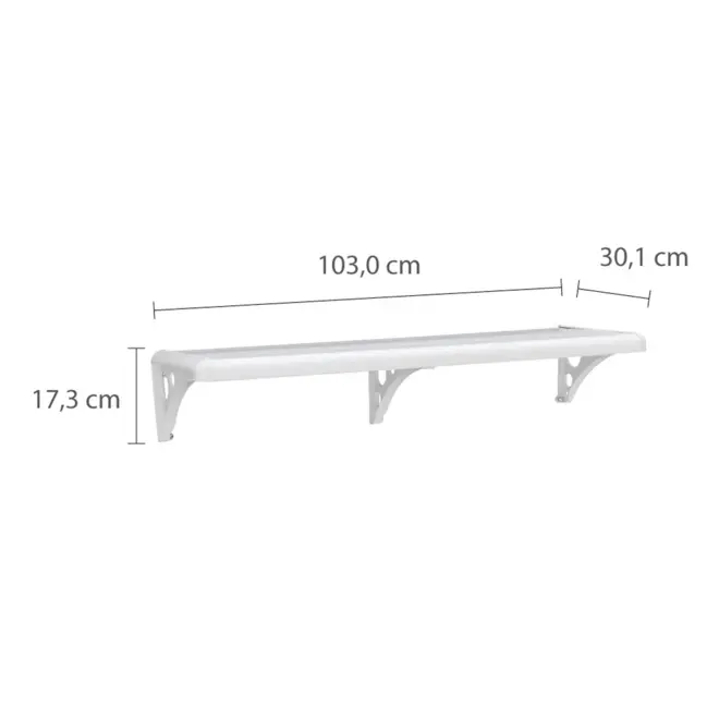 PRATELEIRA PVC 100X30 COM SUPORTE PM3S-100 BRANCA ASTRA