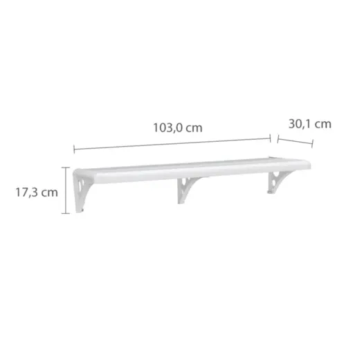PRATELEIRA PVC 100X30 COM SUPORTE PM3S-100 BRANCA ASTRA