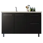 GABINETE DE COZINHA KAUS 1,44M BRANCO/PRETO TRAMA CEROCHA
