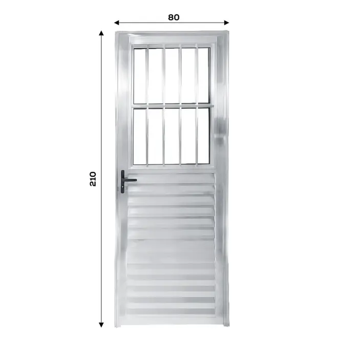 Porta Postigo Vidro Boreal Alumínio Brilhante 210x80cm Esquerda Proex